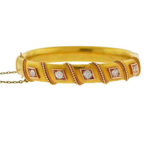 Antique Victorian 18k Gold Diamond Bracelet (1 of 4)