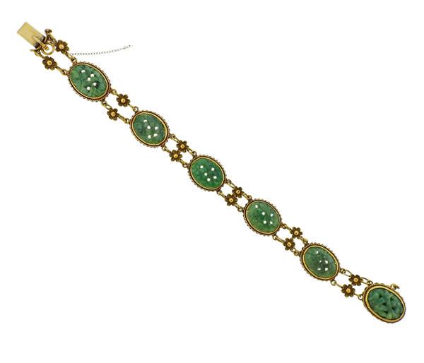 14k Gold Carved Gemstone Bracelet (1 of 5)