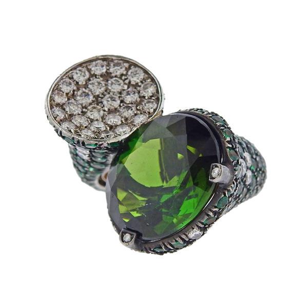 Cantamessa 18k Gold Diamond  Gemstone Ring (1 of 4)