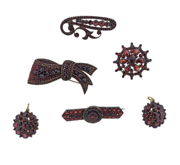 Antique Bohemian Garnet Brooch Pendant Lot of 6 (1 of 6)