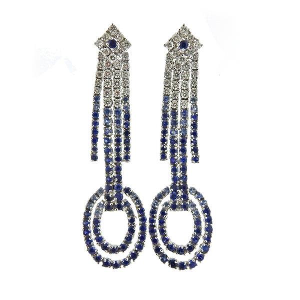 18k Gold  Diamond Sapphire Earrings (1 of 4)