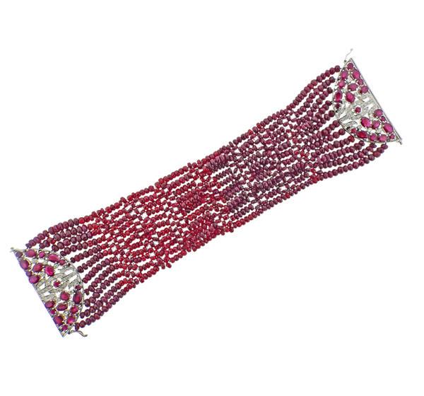 18k Gold Ruby Bead Diamond Bracelet (1 of 4)