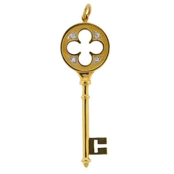 Tiffany & Co 18k Gold Diamond Key Pendant (1 of 3)
