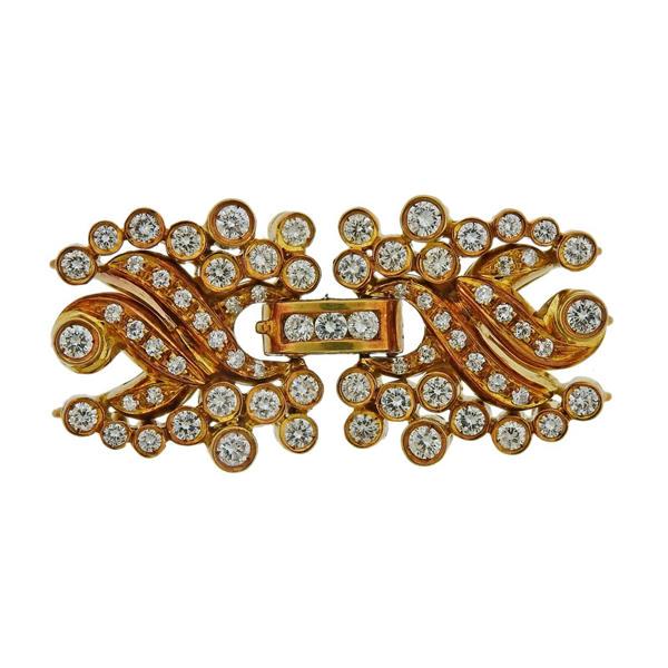 Italian 18k Gold Diamond Necklace Clasp: METAL: 18k Gold. MEASUREMENTS: Clasp measures 40mm x 20mm. GEMSTONES: Diamonds approx. 1.82ctw. MARKED: Italian mark, 750. WEIGHT: 17. 3 grams.Gemstones have not been graded for color and clarity ,and