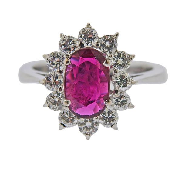 18K Gold Diamond Purple Ruby Ring (1 of 3)