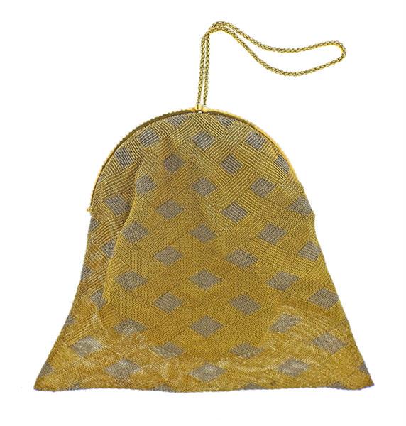 Art Deco 18k Gold Platinum Diamond Mesh Purse Bag (1 of 4)