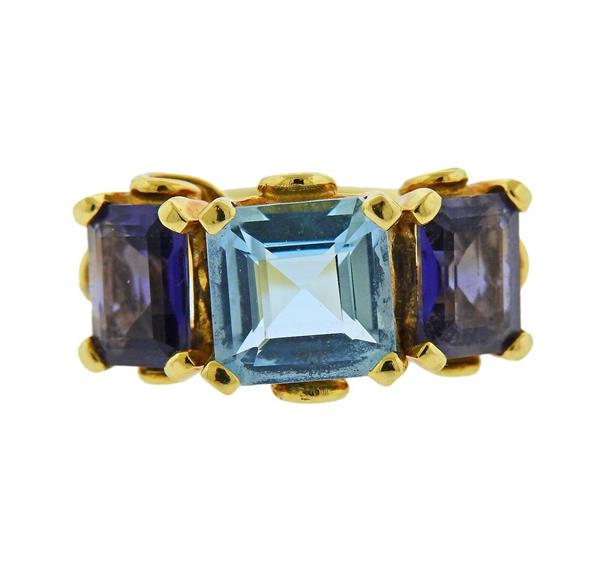 Temple St. Clair 18k Gold Iolite Blue Topaz Ring (1 of 5)