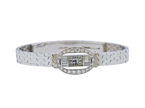 Cartier France Art Deco Platinum Diamond Backwind Watch (1 of 4)