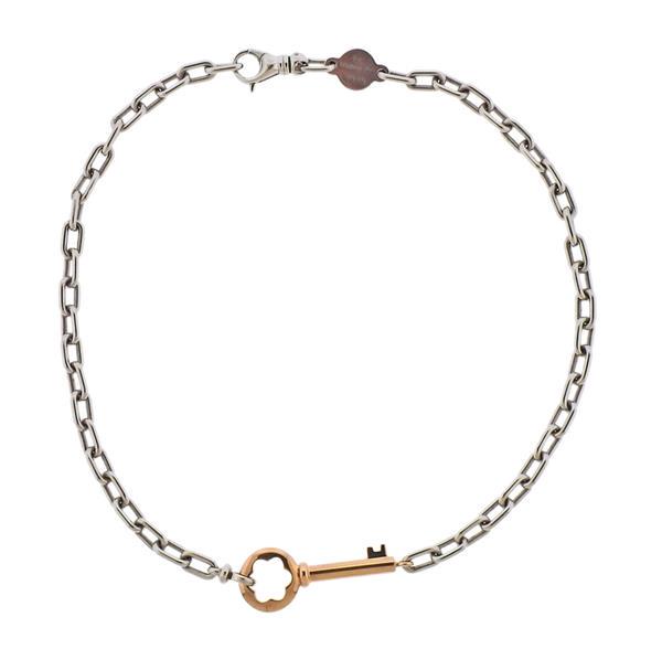 Mont Blanc Silver 18K Gold Key Pendant on Necklace (1 of 5)