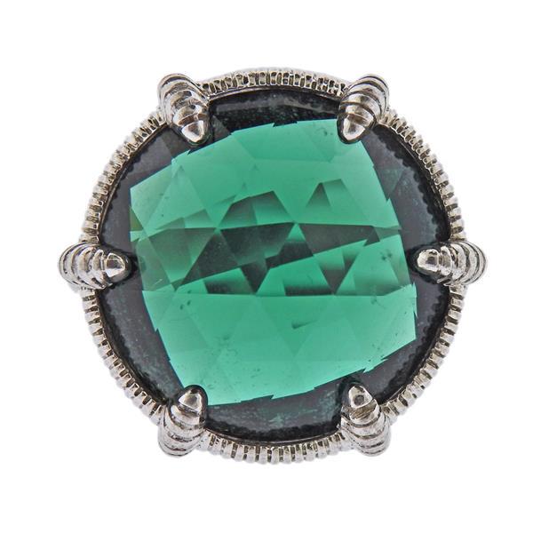 Judith Ripka Silver Green Stone Ring (1 of 4)