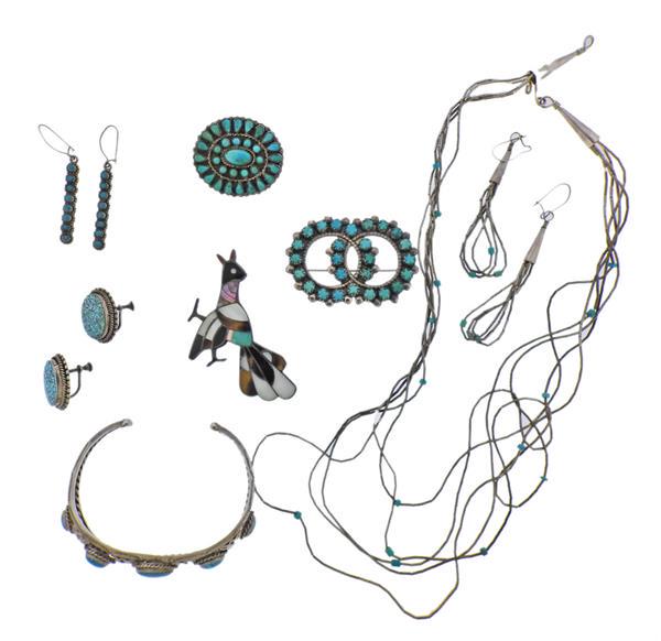Sterling Turquoise Inlay Gemstone Jewelry Lot (1 of 8)
