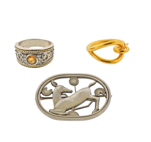 Hermes Georg Jensen Hermes Brooch Ring Jewelry Lot (1 of 7)