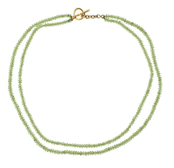 18k Gold Peridot Bead Toggle Necklace (1 of 4)