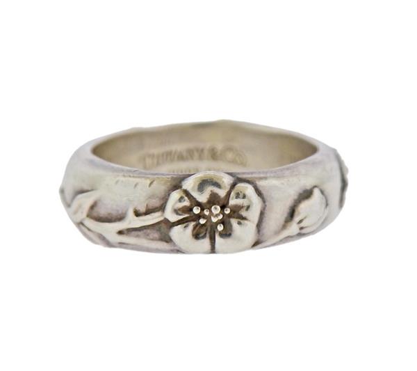 Tiffany & Co Silver Rose Band Ring (1 of 3)