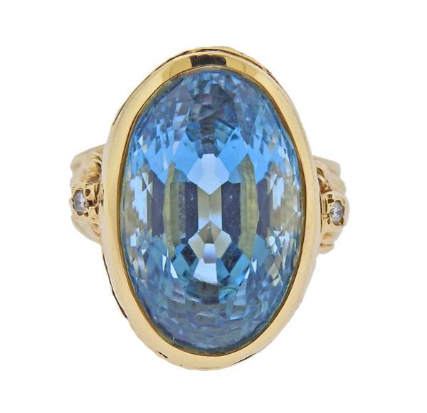 14K Gold Diamond Aquamarine Ring (1 of 4)