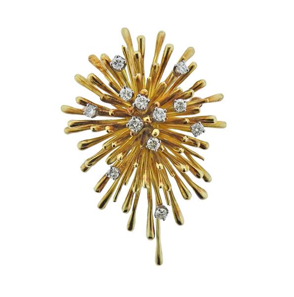 Tiffany & Co 18K Gold Diamond Brooch Pin (1 of 3)