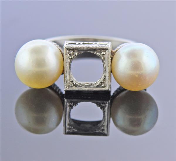 Art Deco Platinum Pearl Ring Mounting (1 of 3)