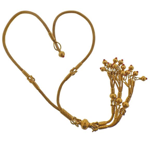 18K Gold Coral Tassel Necklace (1 of 5)