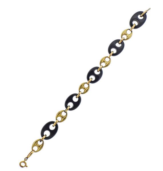 14K Gold Onyx Link Bracelet (1 of 3)