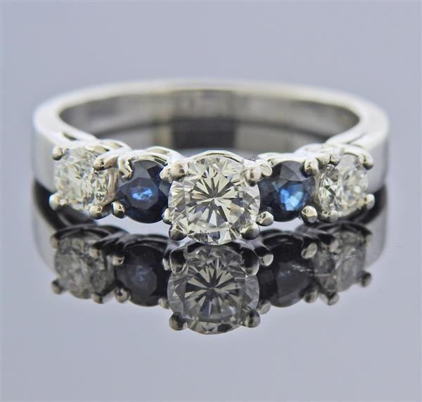 Platinum Diamond Sapphire Ring (1 of 3)