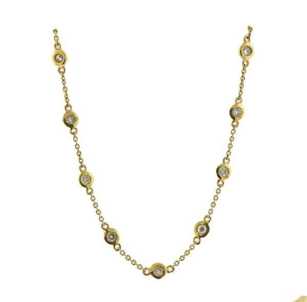 14K Gold Diamond Station Necklace (1 of 3)