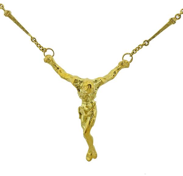 Salvador Dali 18K Gold Christ Saint John Cross Pendant (1 of 6)
