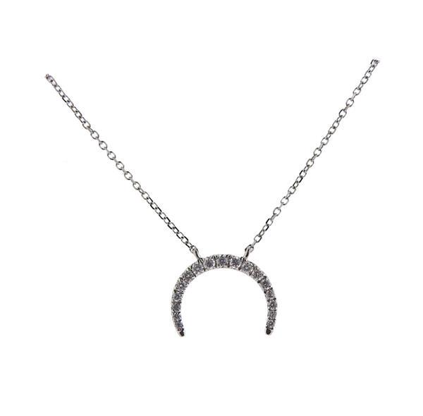 14K Gold Diamond Half Moon Pendant Necklace (1 of 3)