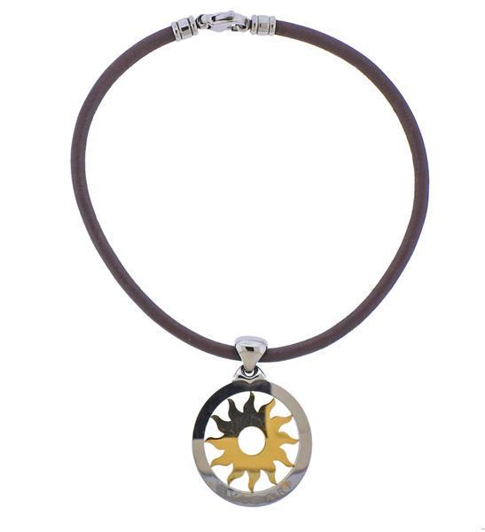 Bvlgari Bulgari Tondo 18k Gold Steel Sun Pendant Cord (1 of 4)