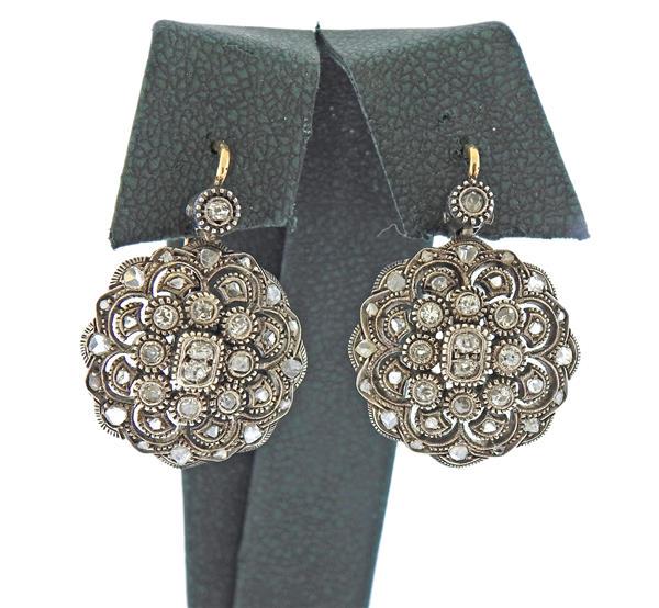 18k Gold Silver Diamond Earrings (1 of 4)