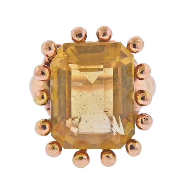 Retro 18K Gold Citrine Ring (1 of 5)
