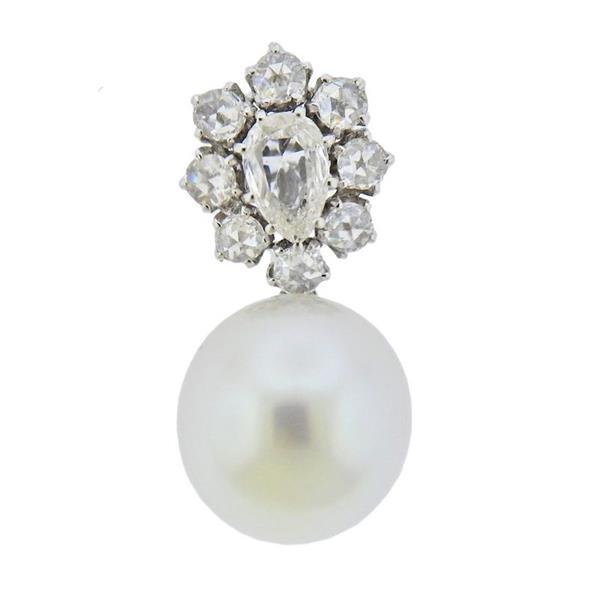 18K Gold Diamond Pearl Slide Pendant (1 of 3)