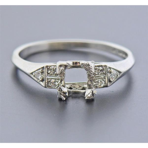 Art Deco Platinum Diamond Engagement Ring Mounting (1 of 3)