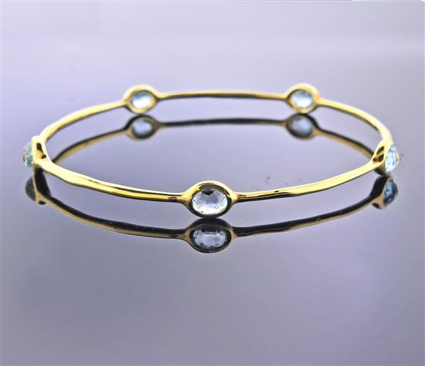 Ippolita Rock Candy 18k Gold Blue Topaz Bangle Bracelet (1 of 4)