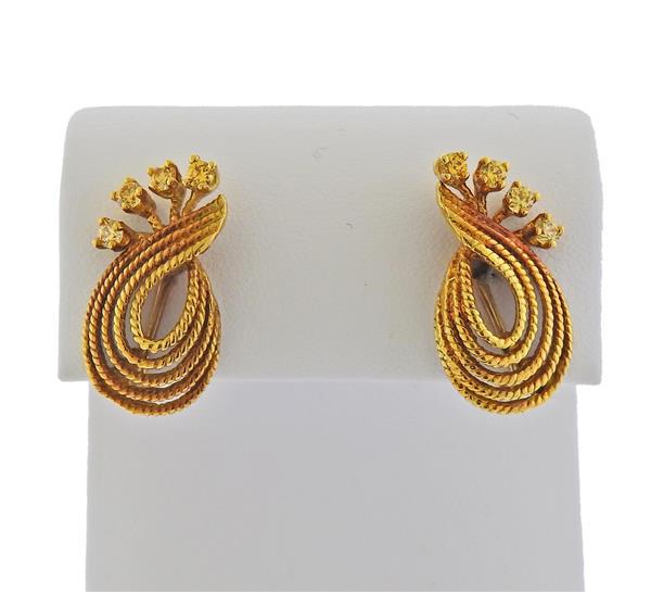 Mid Century 14K Gold Gemstone Earrings (1 of 3)
