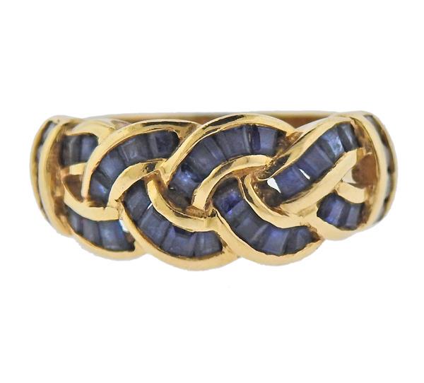 14K Gold Diamond Sapphire Braided Ring (1 of 3)