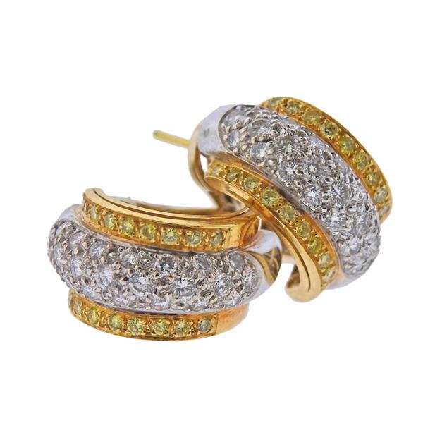 18K  Gold Fancy White Diamond Half Hoop Earrings (1 of 5)