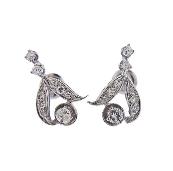 Mid Century 14K Gold Diamond Earrings (1 of 3)