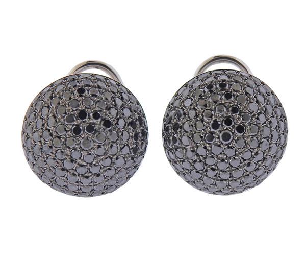 18k Gold Black Diamond Button Earrings (1 of 4)
