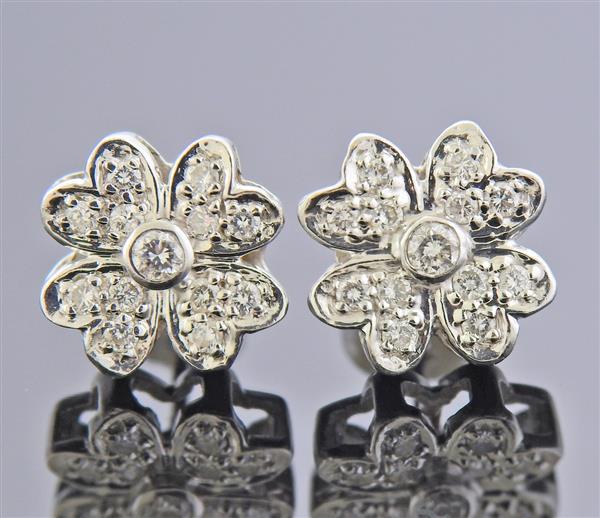 14K Gold Diamond Floral Stud Earrings (1 of 3)