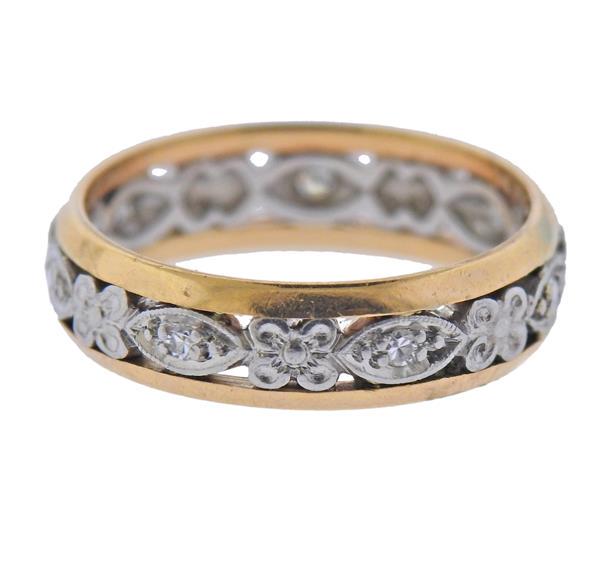 Mid Century 18K Gold Platinum Diamond Band Ring (1 of 2)