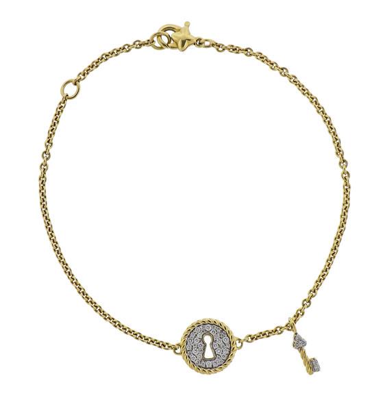 David Yurman 18k Gold Diamond Lock & Key Charm (1 of 4)