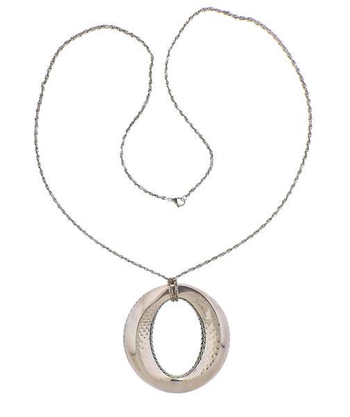 John Hardy Silver Large Oval Pendant on 10K Necklace (1 of 4)