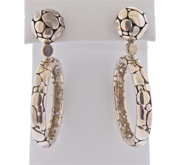 John Hardy Silver Kali Pebble Circle Drop Earrings (1 of 4)