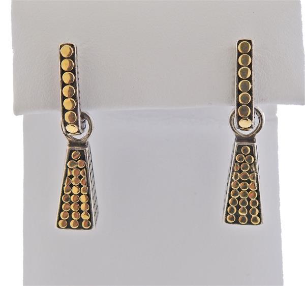 John Hardy Silver 18K Gold Dots Drop Earrings (1 of 4)