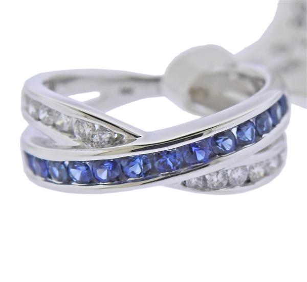 Kallati White Gold Sapphire Diamond Crossover Ring (1 of 4)