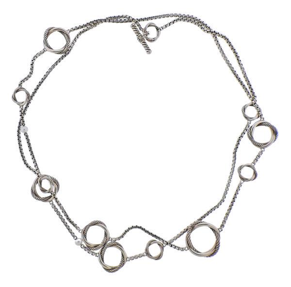 David Yurman Infinity Station Silver Pearl Necklace (1 of 5)