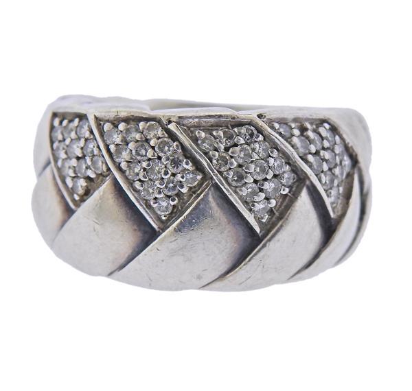 Scott Kay Silver Diamond Braided Band Ring (1 of 4)