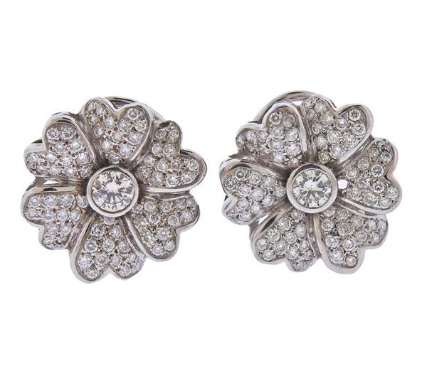 18k Gold Diamond Flower Earrings (1 of 3)