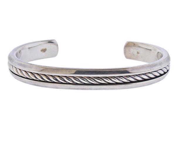 David Yurman Silver Cable Cuff Bracelet (1 of 3)