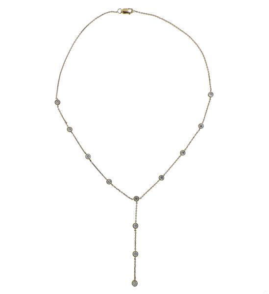 14k Gold Diamond Station Drop Necklace (1 of 5)